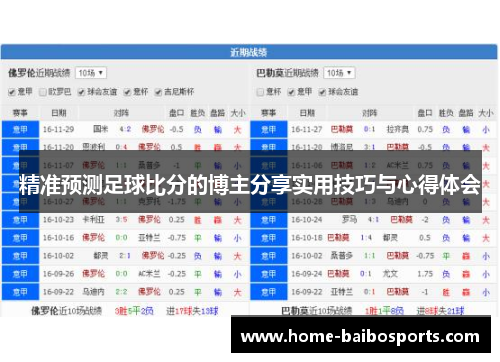 精准预测足球比分的博主分享实用技巧与心得体会